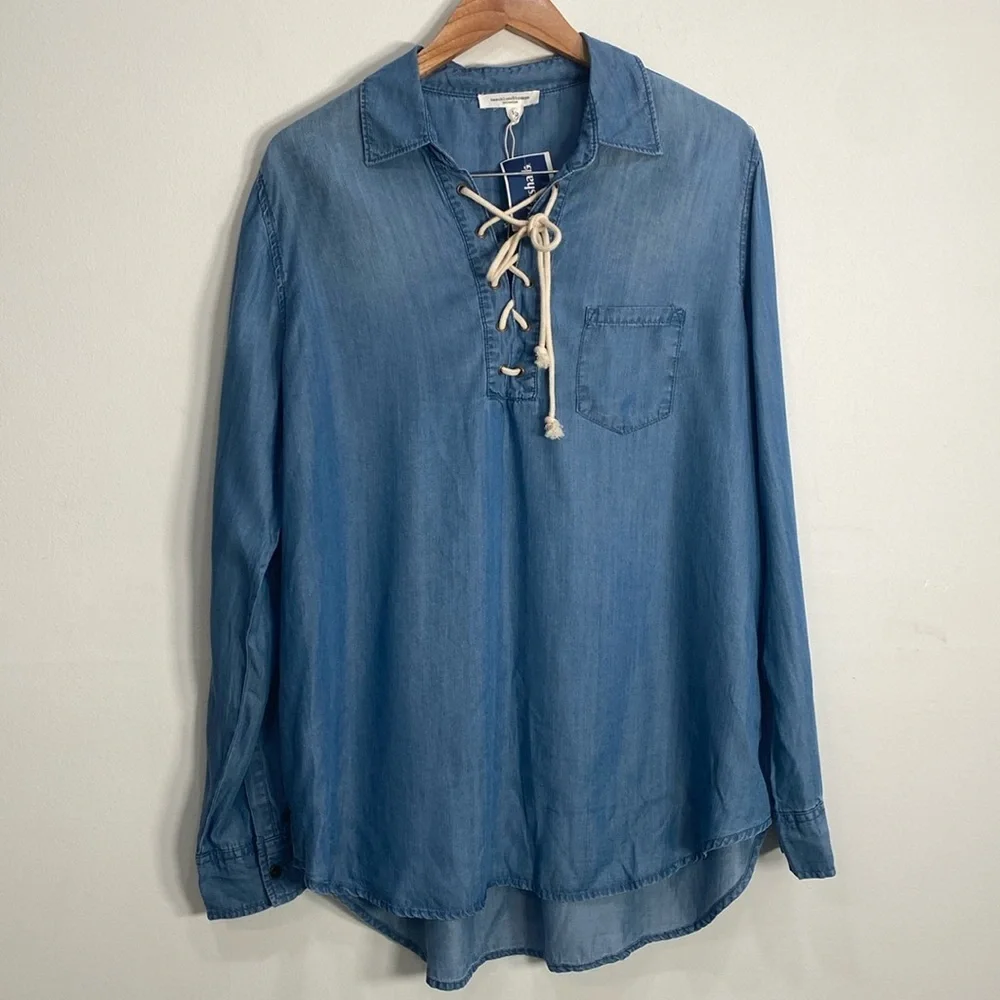 Beachlunchlounge Lyocell Button Down Top Large - Picture 1 of 9